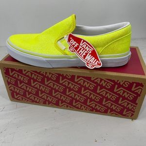 Vans Neon Yellow Glitter  Classic slip on sneakers 7